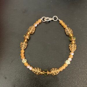 Elegant Leaf Design Beaded Bracelet